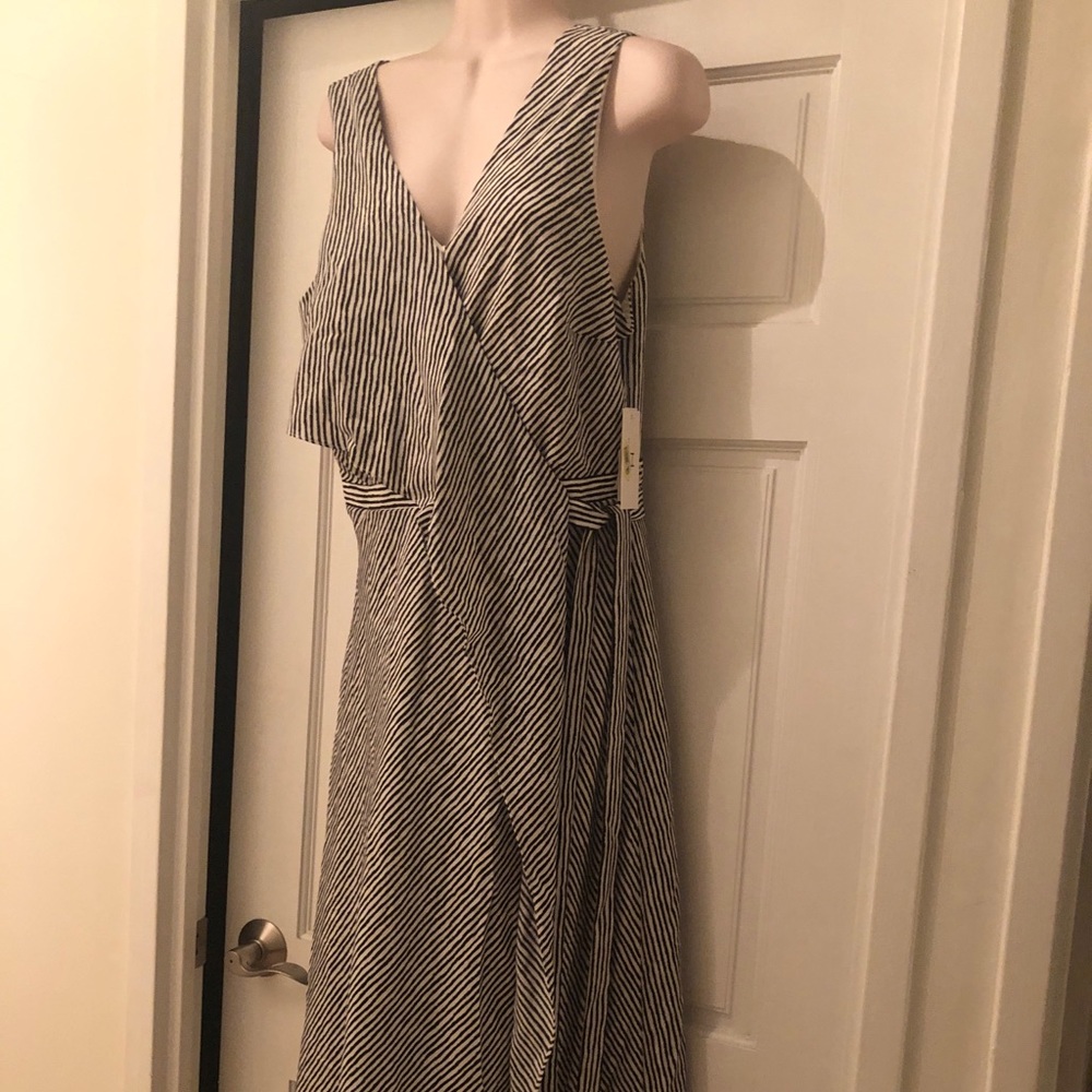 Striped Black and White Sleeveless Dress